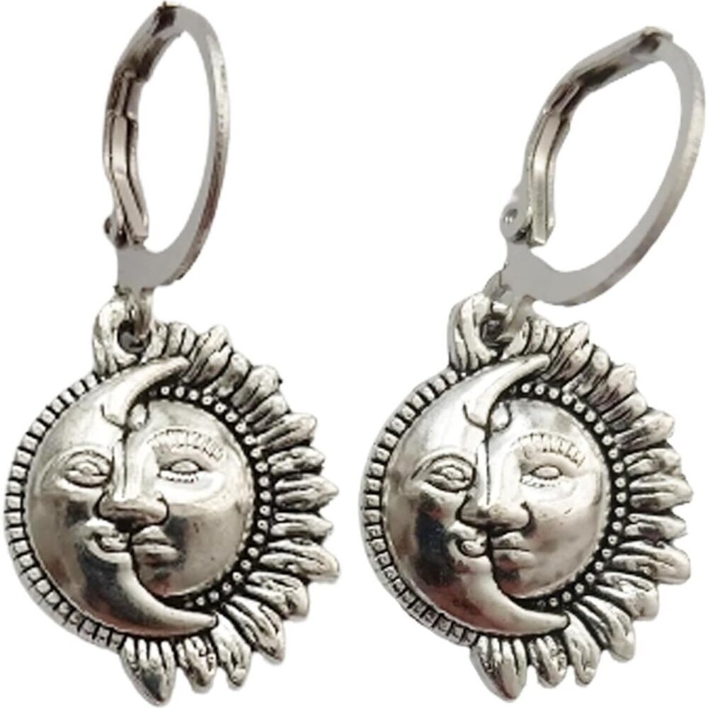 Celestial Sun and Moon Earrings, Mom/Grandma/Friends, Vintage Bohemian Leverback